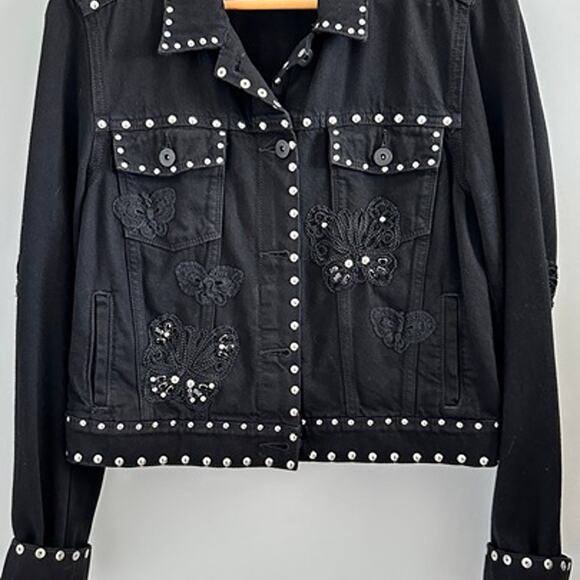 Paige Limited Edition 86/100 Black Cropped Studded Butterfly Jacket Size S - Picture 1 of 5